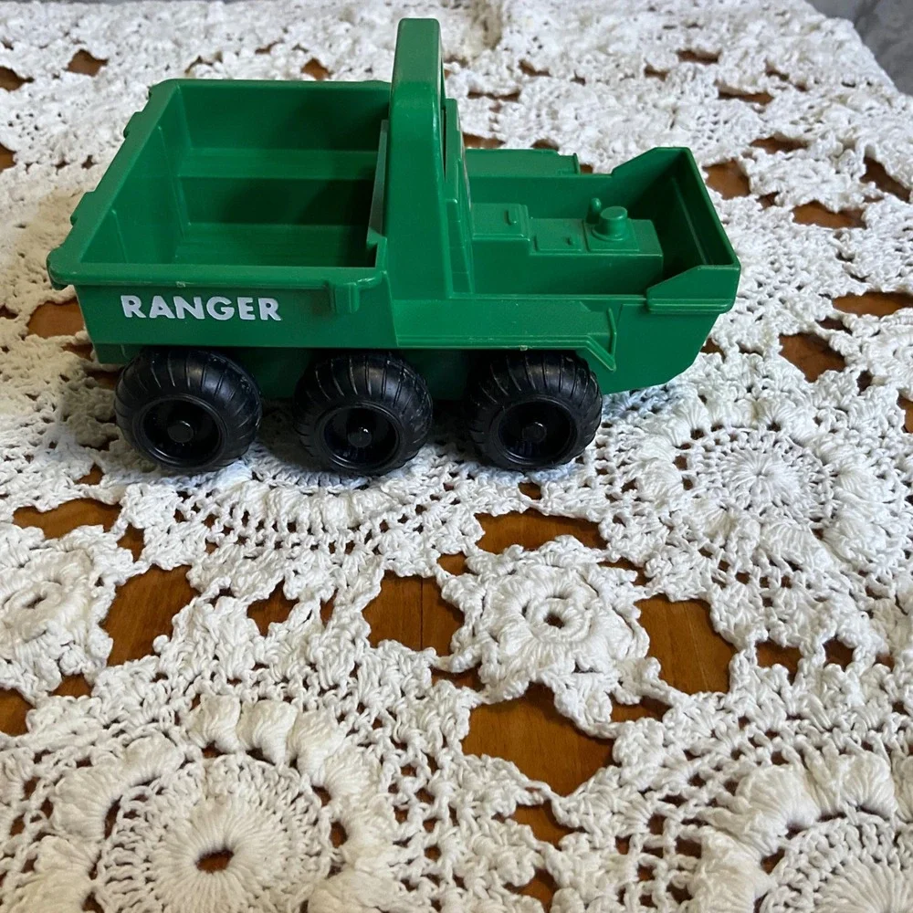 1976‎ Fisher Price Ranger Truck Toy Green Plastic Dump Bed Vintage